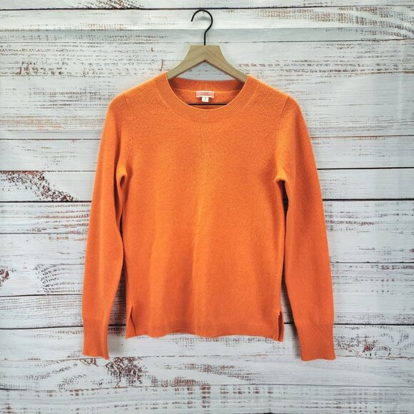 J Crew Sweater Womens S Orange Cashmere Lightweight Pullover Soft Casual Classic - Picture 1 of 6
